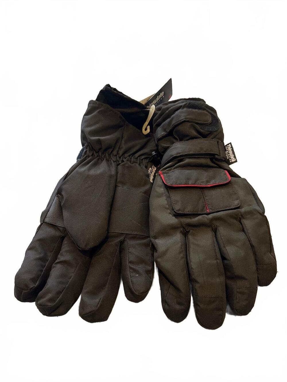 Mens XL Ski Gloves Black Thinsulate 40 Gram Insulation Winter Snow Warm
